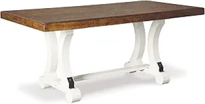 Valebeck Farmhouse Dining Table - Extends to Seat 8, Two-Tone White & Brown