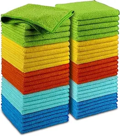 AIDEA Microfiber Cleaning Cloth 50 Pack - Premium Lint-Free Towels for Cars, Kitchen & Home