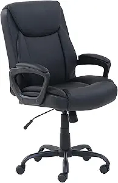 Amazon Basics Classic Padded Mid-Back Office Chair - Adjustable Desk Chair with Armrest
