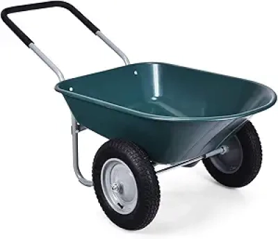 Goplus Dual Wheel Wheelbarrow 330 lbs - Heavy Duty Garden Cart with Pneumatic Tires