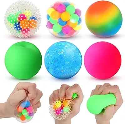 6 Pack Stress Relief Balls for Adults & Kids - Sensory Fidget Toys to Reduce Anxiety