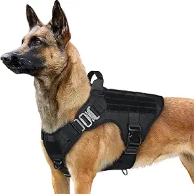 rabbitgoo Tactical Dog Harness Large - Heavy Duty Military Vest with Handle