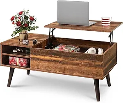 Lift Top Coffee Table with Storage - Mid Century Modern Living Room Table
