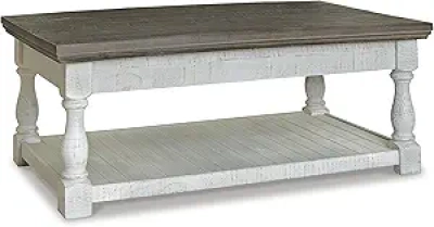 Lift Top Coffee Table with Storage - Farmhouse Gray & White Design