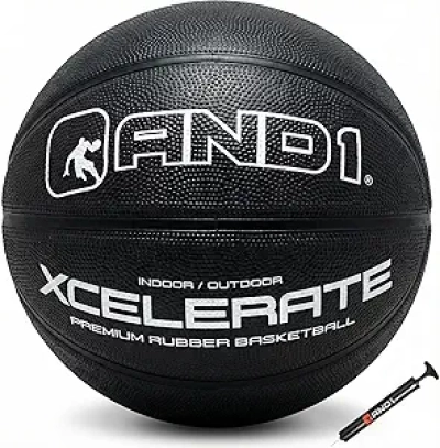 AND1 Xcelerate Size 7 Rubber Basketball - Official Regulation Indoor/Outdoor Ball