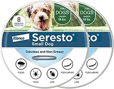 Seresto Small Dog Flea & Tick Collar 2 Pack - 8 Month Protection for Dogs Under 18 lbs