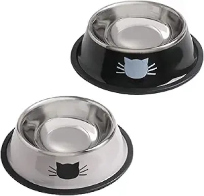 Stainless Steel Cat Bowls Set - Non-Slip 8 oz Pet Dishes for Cats, Dogs & Small Animals