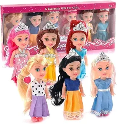 Little Royal Princess Toddler Dolls Set - Small Posable Dolls with Dresses & Accessories