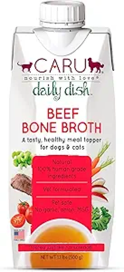 Caru Daily Dish Beef Bone Broth for Dogs & Cats - Human Grade Meal Topper