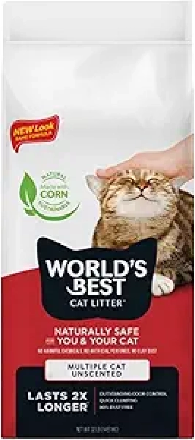 World's Best Cat Litter Multiple Cat Unscented - 32 lb, Dust Free & Flushable