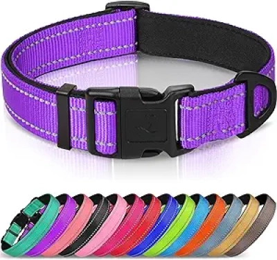 Joytale Reflective Dog Collar - Neoprene Padded Adjustable Pet Collar for Large Dogs