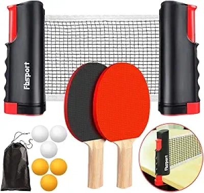 Portable Ping Pong Paddle Set with Retractable Net - Indoor/Outdoor Table Tennis