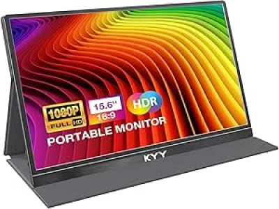 KYY 15.6'' FHD Portable Monitor | USB-C HDMI Gaming Display with Smart Cover
