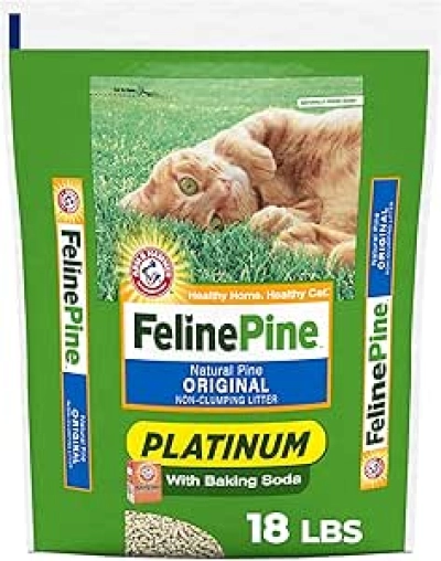 Feline Pine Platinum 18lb Natural Non-Clumping Cat Litter - Lightweight & Odor Control