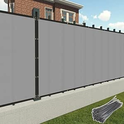 4' x 50' Gray Privacy Fence Screen - Heavy Duty Mesh Cover with Grommets