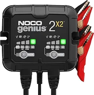 NOCO GENIUS2X2 Smart Battery Charger - 4A Dual Bank 6V/12V for Lead-Acid & Lithium