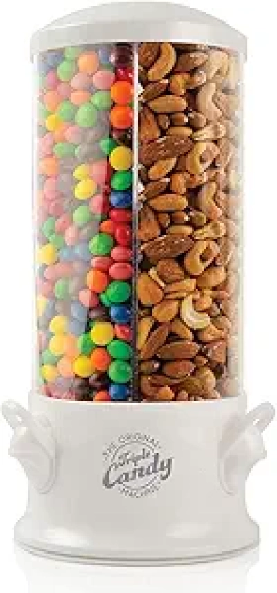 Triple Candy Machine Dispenser - Pearl White Snack & Nut Vending Machine