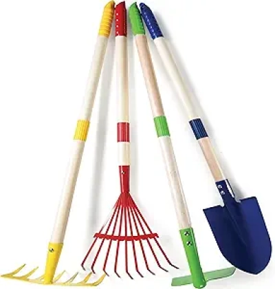 Play22 Kids Garden Tool Set - 4-Piece Wooden Gardening Tools for Boys & Girls