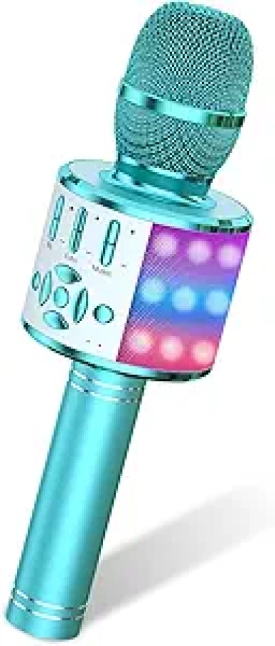 Amazmic Kids Karaoke Microphone Machine - Bluetooth Wireless Mic with LED Lights for Boys & Girls