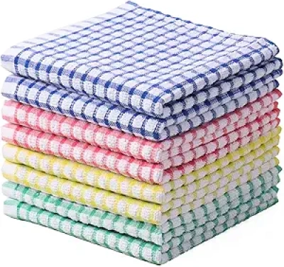 Oeleky 100% Cotton Dish Cloths - Super Absorbent Kitchen Towels, Pack of 8