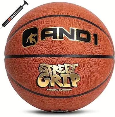 AND1 Street Grip Premium Composite Leather Basketball Size 7 with Pump