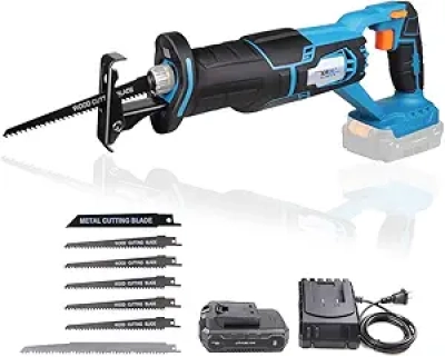 NEWONE 20V Cordless Reciprocating Saw - 2700 SPM Power Tool with LED Light & 7 Blades