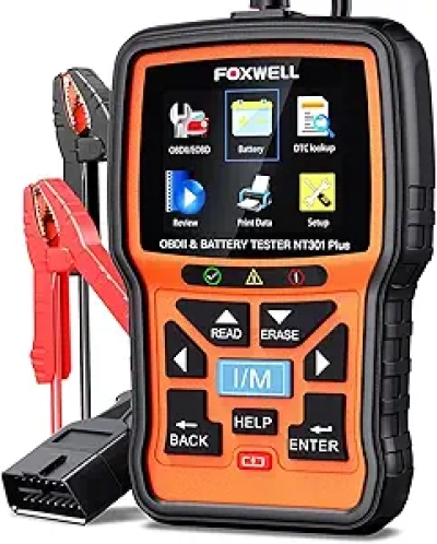 FOXWELL NT301 Plus OBD2 Scanner & Battery Tester - 2-in-1 Car Diagnostic Tool