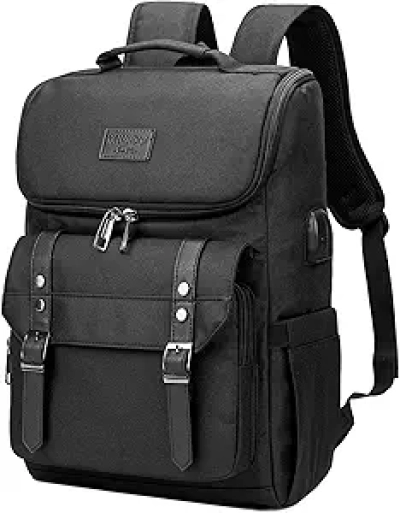 YALUNDISI Vintage Travel Laptop Backpack with USB Charging Port - 15.6 Inch