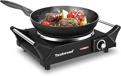 Techwood 1500W Electric Hot Plate Cooktop - Portable Single Burner for RV, Home & Camping