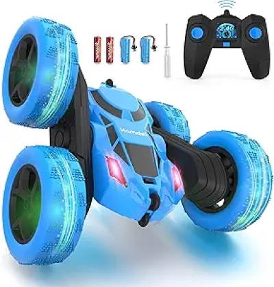 360° Rotating RC Stunt Car for Kids - 4WD Double-Sided Flip Car with LED Lights