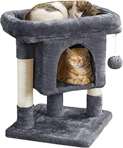 23.5in Cat Tree Tower with Sisal Scratching Posts - Dark Gray Cat Condo for Kittens