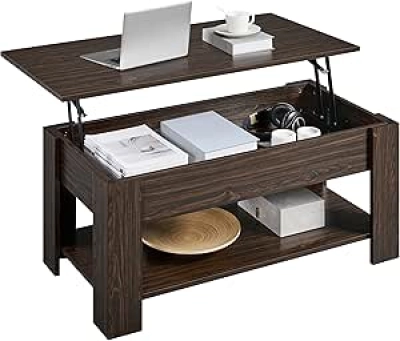 Yaheetech Lift Top Coffee Table with Hidden Storage - 38.6in Espresso