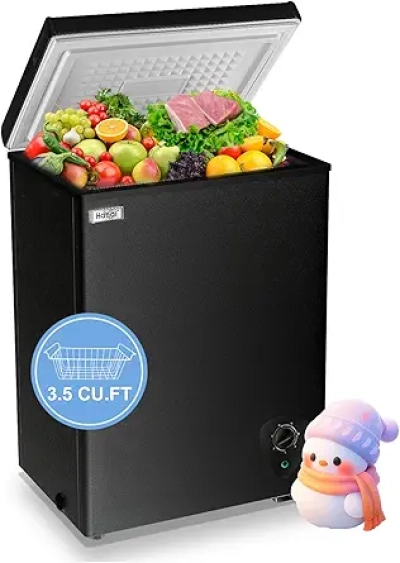 3.5 Cu.Ft Compact Chest Freezer - Energy Saving Deep Freezer with Adjustable Thermostat