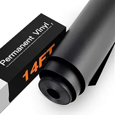 Black Permanent Vinyl 12" x 14 FT - Cricut & Silhouette Compatible Adhesive Vinyl Roll