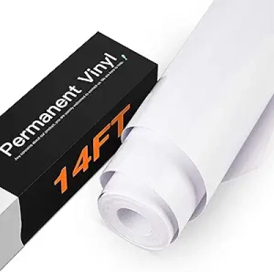 White Permanent Vinyl 12" x 14 FT - Cricut Compatible Adhesive Vinyl Roll