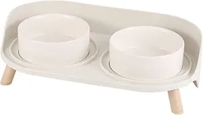 Elevated Ceramic Cat Food and Water Bowl Set with Non-Slip Stand - 16.2 OZ