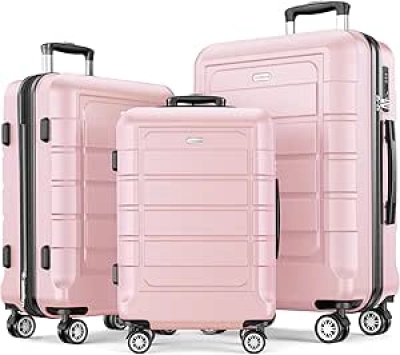 SHOWKOO 3-Piece Expandable Luggage Set with TSA Lock & 360° Spinner Wheels - Pink