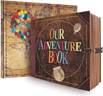 JIMBON Our Adventure Book Scrapbook - Retro Travel Photo Album for Couples