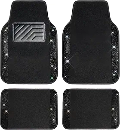Bling Diamond Car Floor Mats - Rhinestone Crystal Auto Mats for Cars, SUVs & Sedans