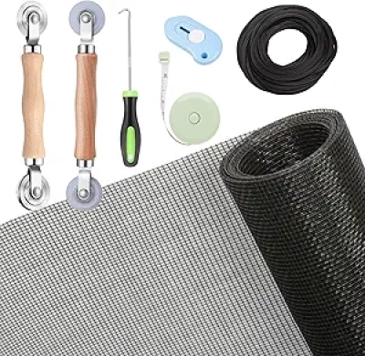 Window Screen Repair Kit 48x118 - Complete Fiberglass Mesh Replacement with Tools