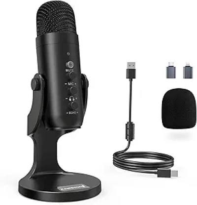 ZealSound K66 USB Podcast Microphone - Studio Quality with Noise Cancellation for PC, Mac & Mobile