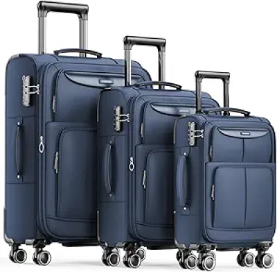 SHOWKOO 3 Piece Luggage Set - Expandable Softside Suitcase with TSA Lock & Spinner Wheels