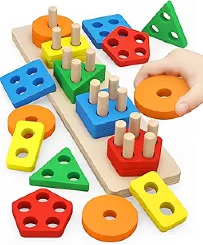 Montessori Wooden Sorting Toys for Toddlers 1-3 Years | Shape & Color Sorter