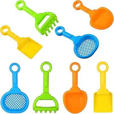 8-Piece Colorful Sand Shovels Set - Kids Beach & Snow Toys with Handles