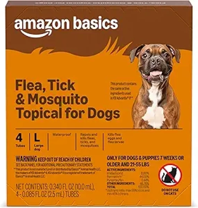 Amazon Basics Flea, Tick & Mosquito Treatment for Large Dogs - 4 Pack