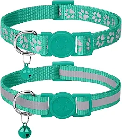 Taglory Reflective Breakaway Cat Collar with Bell - 2 Pack, Adjustable 7.5-12.5"