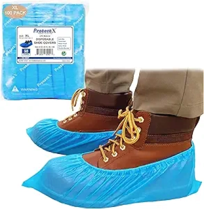ProtectX Disposable Shoe & Boot Covers XL - Waterproof CPE (100-Pack)