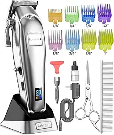 Professional Cordless Dog Grooming Clippers for Thick Coats | Low Noise Metal Blades