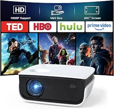 NICPOW 1080P Mini Projector - Portable Outdoor Movie Projector for Gaming & Home Theater