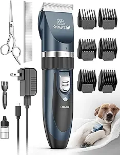 Oneisall Dog Clippers - Quiet Low Noise Pet Grooming Kit for Dogs & Cats